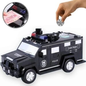 Zábavná elektronická pokladnička v podobě policejního auta